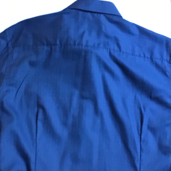 ETON slim dark blue checkered shirt Sz 16.5 made in Europe - Picture 8 of 9